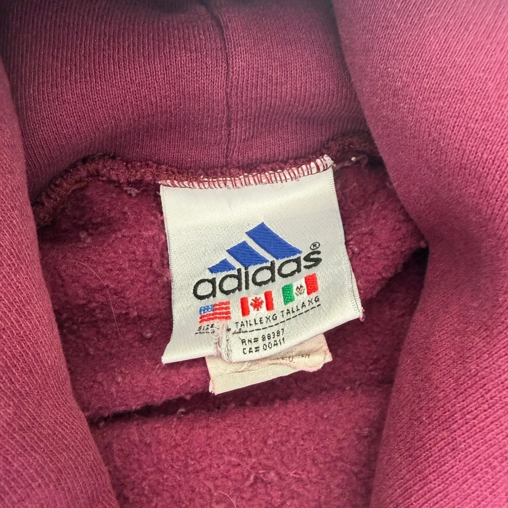 90's Vintage Adidas Hoodie Maroon Skater Baggy‎